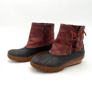 Sperry Saltwater waterproof duck boots size 7 red brown